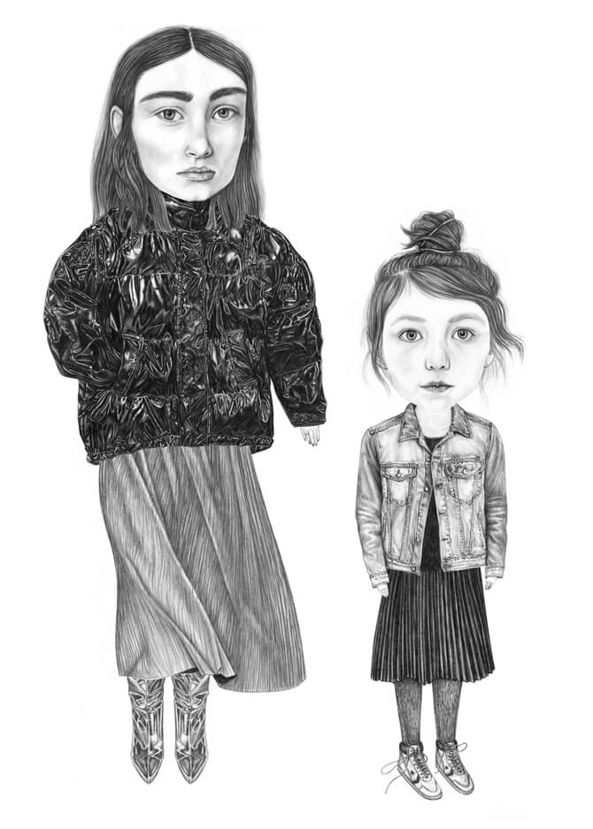 Girl with Jacket and her daughter