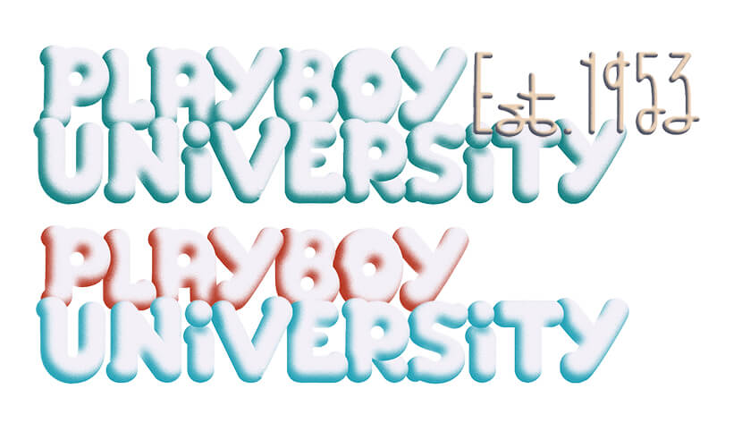 Type design PLAYBOY UNIVERSITY Decade Studio, for PLAYBOY