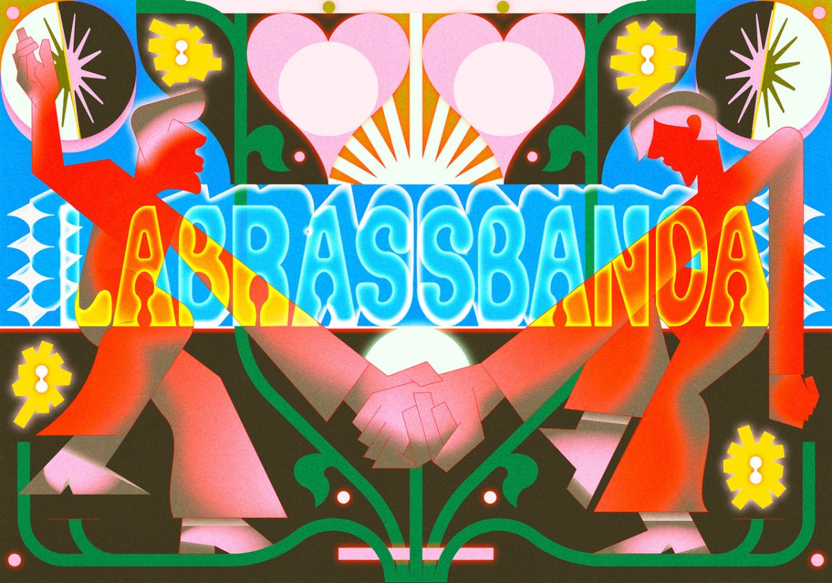 La Brass Banda - current tour’s backdrop and merch