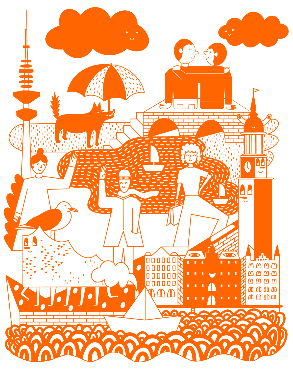 UNIQLO Artwork for t-shirts, a tote bag and an in store mural for the Uniqlo store in Hamburg.